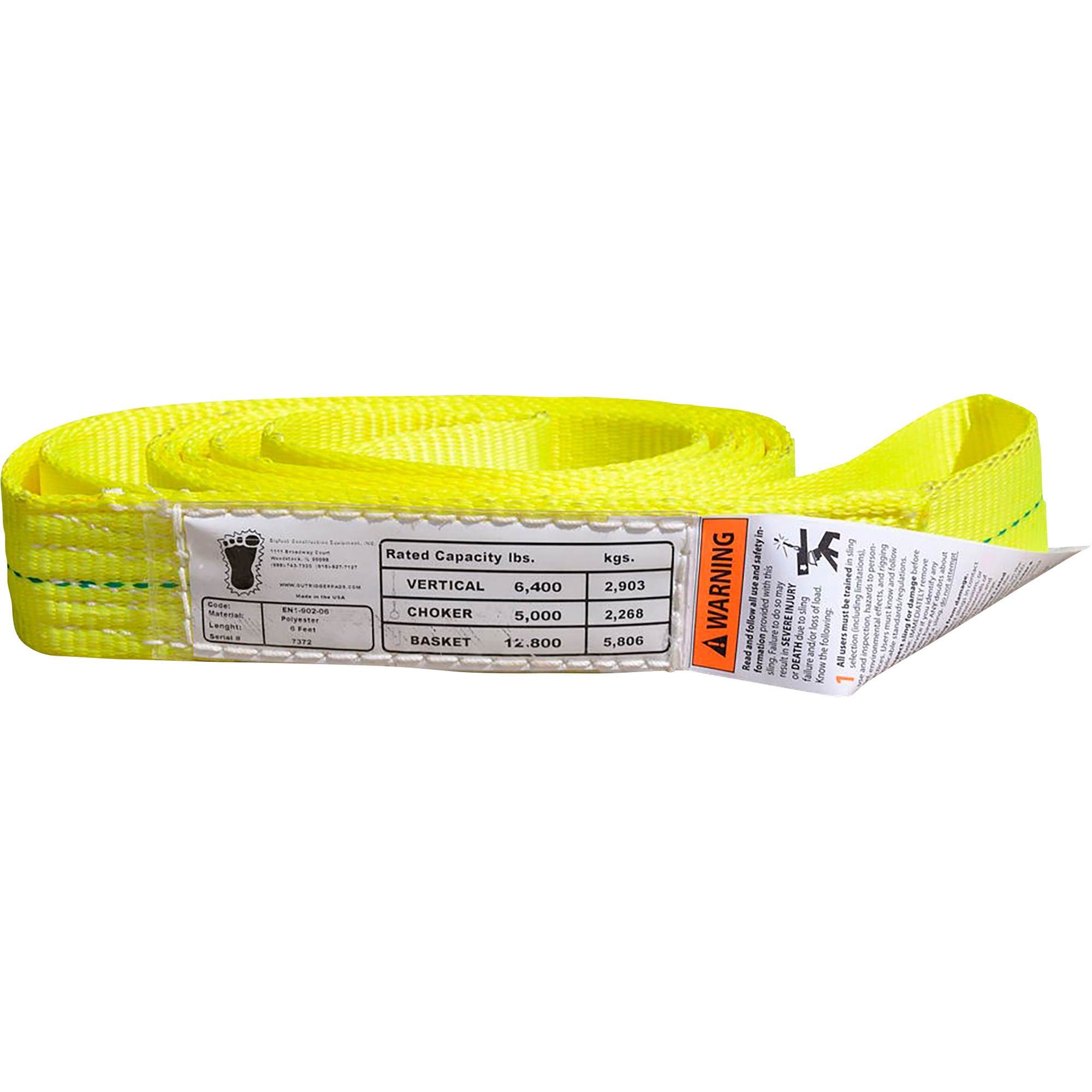 Bigfoot Endless Lifting Sling, 10ft.L x 2in.W, 9800-Lb. Capacity with Choker Hitch, Model# ELS2010